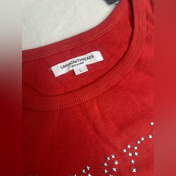 Grayson Threads Women’s Large America’ Crop Tank-4th of July-USA Red - Picture 5 of 6